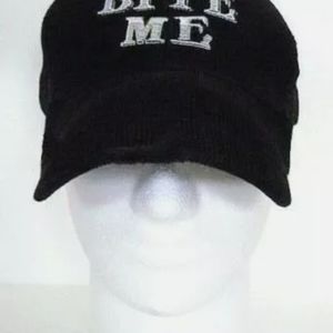 Mens Captain Morgan black trucker hat Bite me nwt